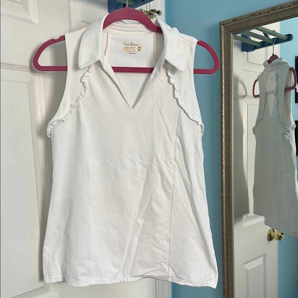 Lilly Pulitzer White Fitted Ruffled Blouse
